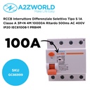 A2ZWORLD RCCB Interruttore Differenziale Selettivo Tipo S 1A Classe A 3P+N 4M 10000A Ritardo 500ms AC 400V IP20 IEC61008-1 PR8HM, Corrente Disponibili 63A 100A - GC86999