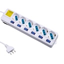 Multipresa Ciabatta Elettrica Con 6 Posti Prese Schuko 10/16A + 7 Interruttori On Off Indipendente Cavo Da 1,5 Metri