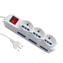 Multipresa Ciabatta Elettrica Cavo 3M Con 9 Posti 3 Prese Schuko 10/16A + 6 Prese Bipasso 2P+T 10/16A Interruttore