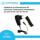 Adattatore di Alimentazione DC Universale Trasformatore Alimentatore 3V 4,5V 5V 6V 7,5V 9V 12V 2A