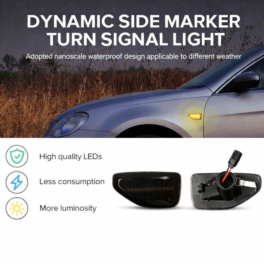 Kit Freccia Laterale a Led Side Marker Dinamica Lente Fume Dacia Logan Sandero II Duster 261651140R