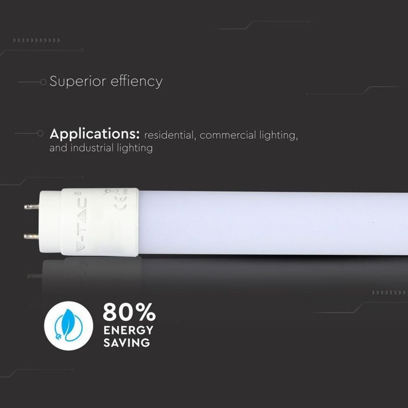 Tubo LED T8 18W G13 120cm 1850LM in Nanoplastica Incluso Starter Alimentazione da Un Lato SKU-216263, Disponibili 3000K 4000K 6400K - TL8120C