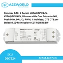 Dimmer DALI 4 Canali, 4X5A@12V/24V, 4X3A@36V/48V, Dimmerabile Con Pulsante NO, Push Dim, DALI-2, PWM, 1 Indirizzo, DT6 DT8 per Strisce LED Monocolore CCT RGB RGBW 