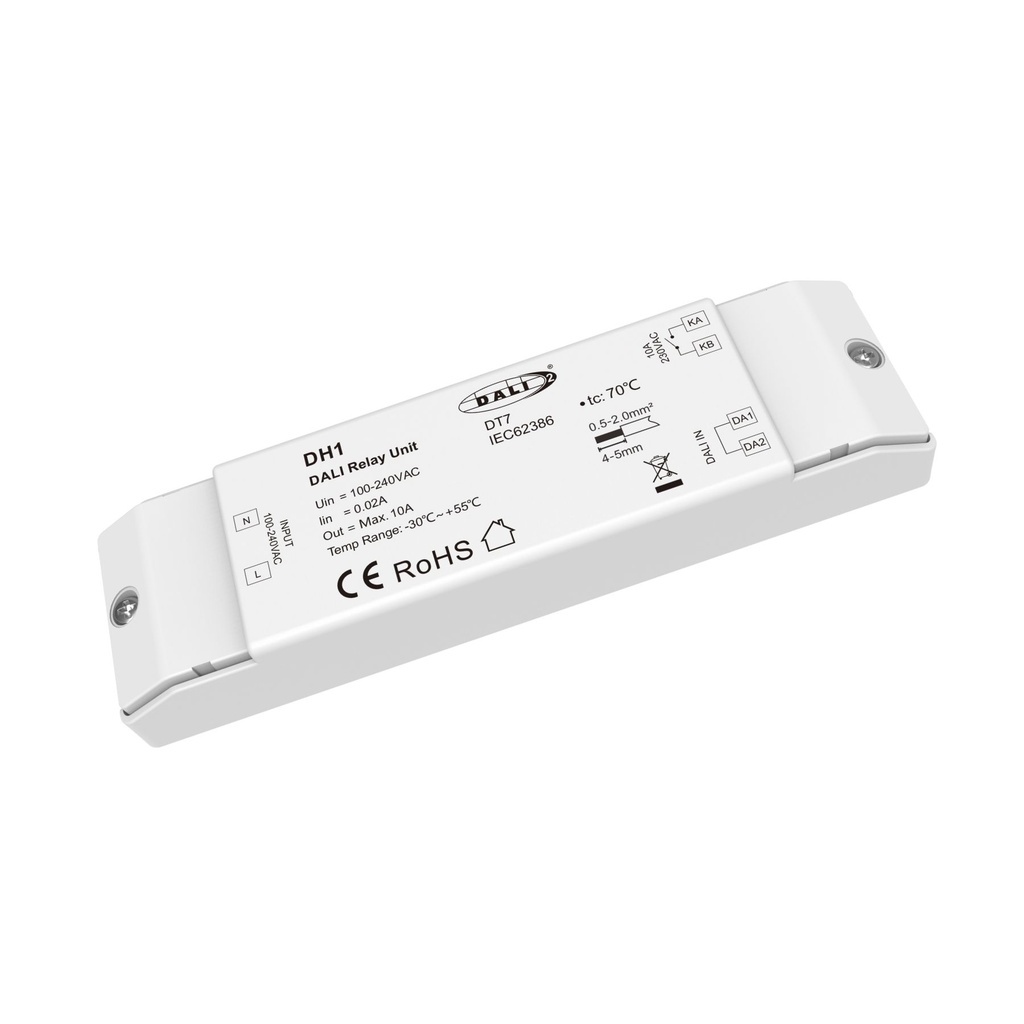 Interruttore DALI DT7, Relè 1 Canale con Contatto Pulito, Unità Relay per Luci e Carichi On Off 220V Max 10A, Zero Cross, DALI-2, Modulo Compatto