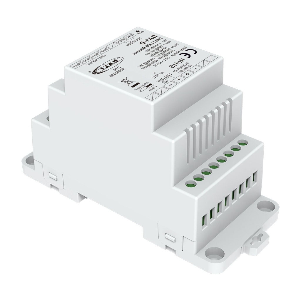 Dimmer DALI  Da Guida Barra DIN, 12V 24V 36V 48V 15A, 1 Canale Tensione Costante, Push Dim, DALI-2, PWM 2KHz 8KHz 16KHz, per Strisce LED Monocolore 
