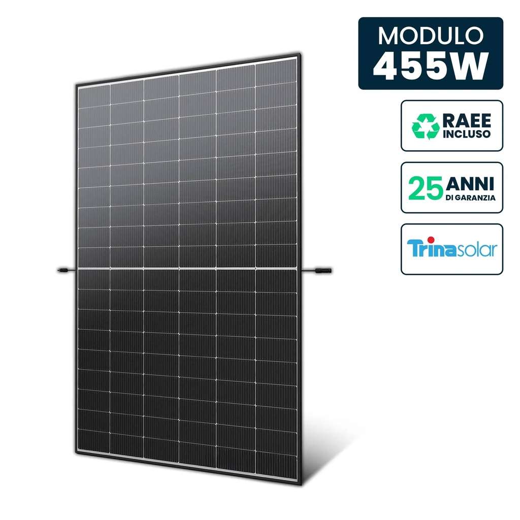 V-TAC Pannello Solare 455W Trina i-TOPCon Doppio Vetro Black Frame 1762x1134x30mm 