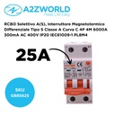 A2ZWORLD RCBO Selettivo A(S), Interruttore Magnetotermico Differenziale Tipo S Classe A Curva C 2P Veri 2M 6000A 300mA AC 230V PL8M2, Corrente Disponibili 25A 32A 40A - GB85625