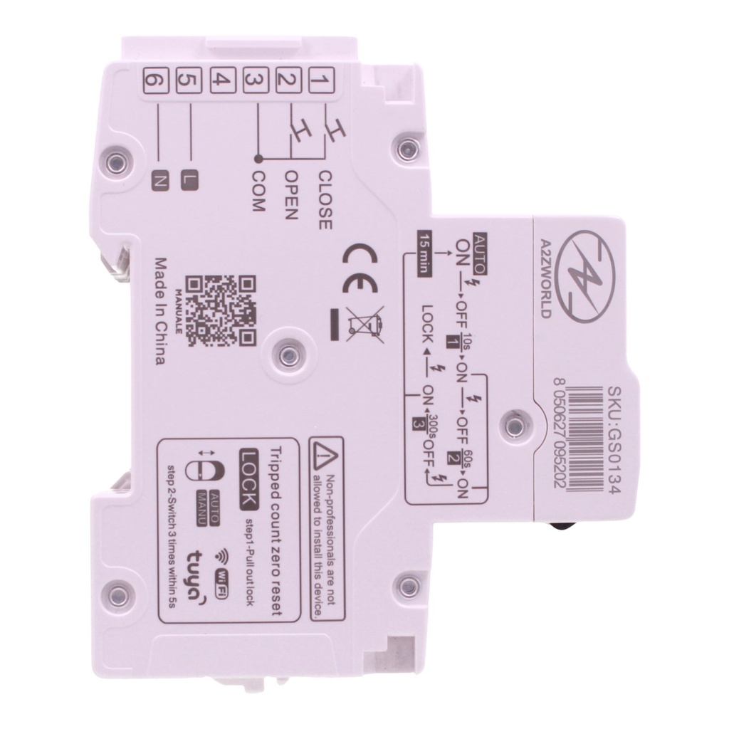 A2ZWORLD RCBO Selettivo A(S) Riarmo Automatico WIFI, Interruttore Magnetotermico Differenziale Tipo S Classe A Curva C 2P Veri 2M 6000A 300mA AC 230V PL8M2, Corrente Disponibili 25A 32A 40A - GB85625RW