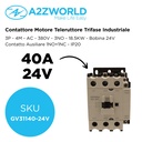 Contattore Motore 3P 4M, Teleruttore Trifase Industriale AC 380V 3NO, Bobina AC 24V, Contatto Ausiliare 1NO+1NC, IP20 - GV31140-24V