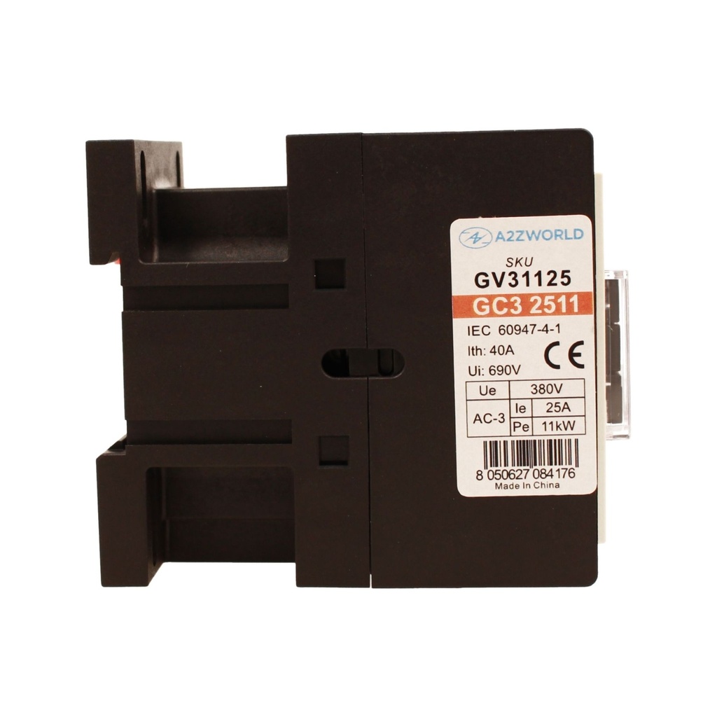 Contattore Motore 3P 3M, Teleruttore Trifase Industriale AC 380V 3NO, Bobina AC 24V, Contatto Ausiliare 1NO+1NC, IP20 - GV31125-24V