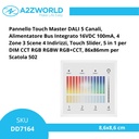 Pannello Touch Master DALI 5 Canali, Alimentatore Bus Integrato, 16VDC Max 100mA, 4 Zone 3 Scene 4 Indirizzi, Touch Slider, 5 In 1 Per DIM CCT RGB RGBW RGB+CCT, 86X86mm Per Scatola 502 