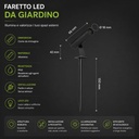 Faretto LED da Giardino con Picchetto 2W, Nero, 3000K, IP65 Orientabile, SKU 24006