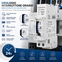 Orologio Interruttore Orario Giornaliero Meccanico su Guida DIN, Timer Switch 24 Ore, Riserva di Carica 100 Ore, 16A, 85-250V AC, 96 Pin, Programmazione Minima 15 Minuti