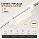 Faro Led Binario Monofase, Bianco Lineare 61cm 28W 2800lm 120° Orientabile, Disponibili 3000K 4000K - CB128BC