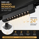 Faro Led Binario Monofase, Nero Lineare 34cm 18W 1800lm 24° Orientabile, Disponibili 3000K 4000K - CB118NC