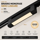 Faro Led Binario Monofase, Nero Lineare 61cm 28W 2800lm 120° Orientabile, Disponibili 3000K 4000K - CB128NC
