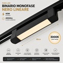Faro Led Binario Monofase, Nero Lineare 88cm 40W 4000lm 120° Orientabile, Disponibili 3000K 4000K - CB140NC