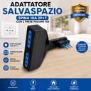 Adattatore Salvaspazio Spina 10A 2P+T Con 2 Prese Italiane 10A, Bianco Nero - AP80013