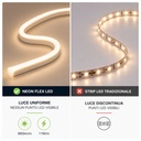 1 Metro 24V Bobina Striscia Led Neon Flex Da Incasso 10X10mm, IP65 11W/M 660lm/M, Tagliabile Dove Vuole - SL241110C-1M