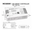 Centralina Led Dimmer Push WIFI, RF 2.4G, Pulsante NO, Controller PWM 5 In 1, DC5-24V 720W 5CHX10A Max 30A, per Striscia Led Mono Colore, CCT, RGB, RGBW, RGBCCT 