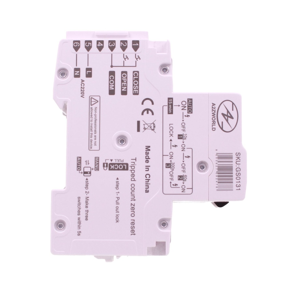 RCBO Interruttore Magnetotermico Differenziale Con Riarmo Automatico, Tipo A-SI Super Immunizzato, Curva B 1P+N 1M 6000A 30mA AC 230V IP20, Corrente Disponibili 6A 10A 16A 20A 25A 32A 40A - GB61110RA