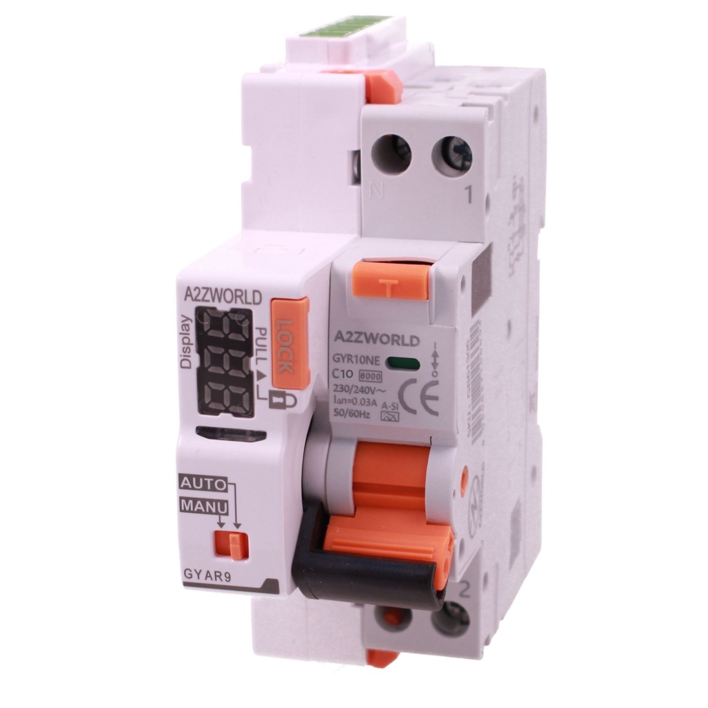 RCBO Interruttore Magnetotermico Differenziale Con Riarmo Automatico, Tipo A-SI Super Immunizzato, Curva C 1P+N 1M 6000A 30mA AC 230V IP20, Corrente Disponibili 6A 10A 16A 20A 25A 32A 40A - GB61310RA