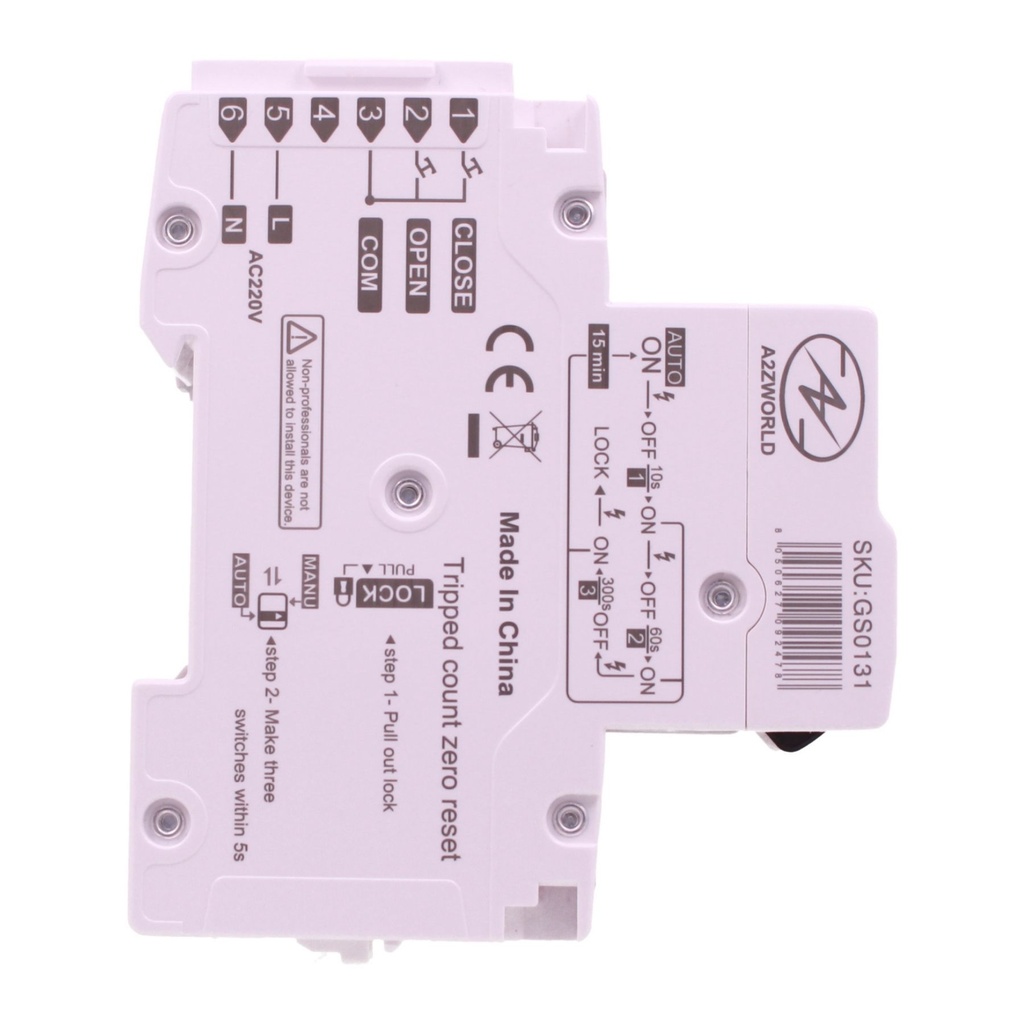RCBO Interruttore Magnetotermico Differenziale Con Riarmo Automatico, Tipo A-SI Super Immunizzato, Curva C 1P+N 1M 6000A 30mA AC 230V IP20, Corrente Disponibili 6A 10A 16A 20A 25A 32A 40A - GB61310RA