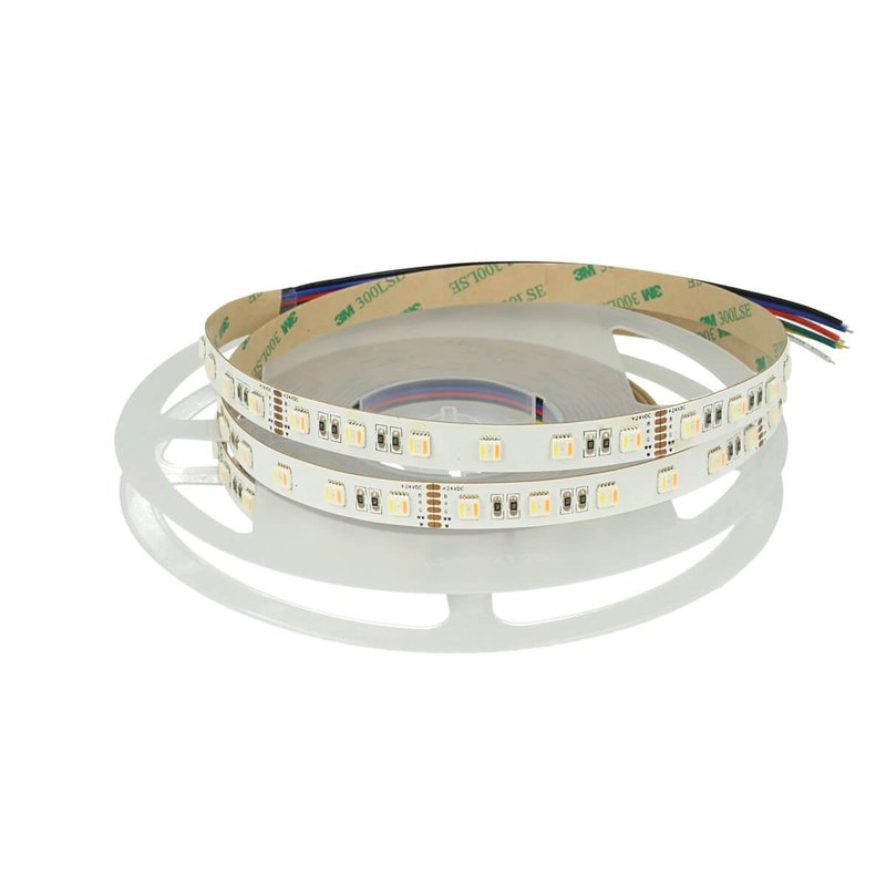 24V Bobina Striscia Led RGB + CCT 5 Colori Canali 23W/M RGB+W+WW 5 Metri