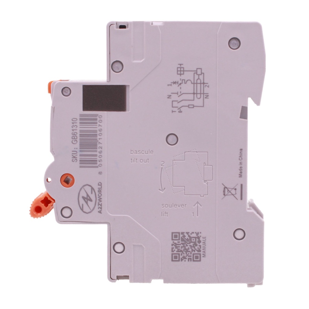 RCBO Interruttore Magnetotermico Differenziale Tipo A-SI Super Immunizzato, Curva C 1P+N 1M 6000A 30mA AC 230V IP20, GYR10N, Disponibili 6A 10A 16A 20A 25A 32A 40A - GB61310