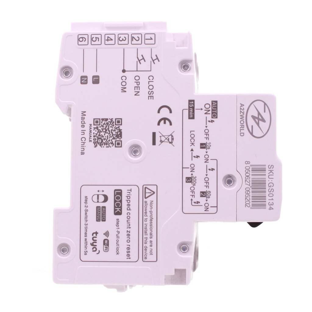 RCBO Interruttore Magnetotermico Differenziale WIFI Con Riarmo Automatico, Tipo A-SI Super Immunizzato, Curva C 1P+N 1M 6000A 30mA AC 230V IP20, Corrente Disponibili 6A 10A 16A 20A 25A 32A 40A - GB61310RW