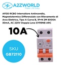 A2ZWORLD AFDD RCBO Interruttore Antincendio, Magnetotermico Differenziale con Rilevamento di Arco Elettrico, Tipo A Curva B, 1P+N 2M 6000A 30mA, AC 220V Doppia Leva GYR9NE-ARC - GB72110
