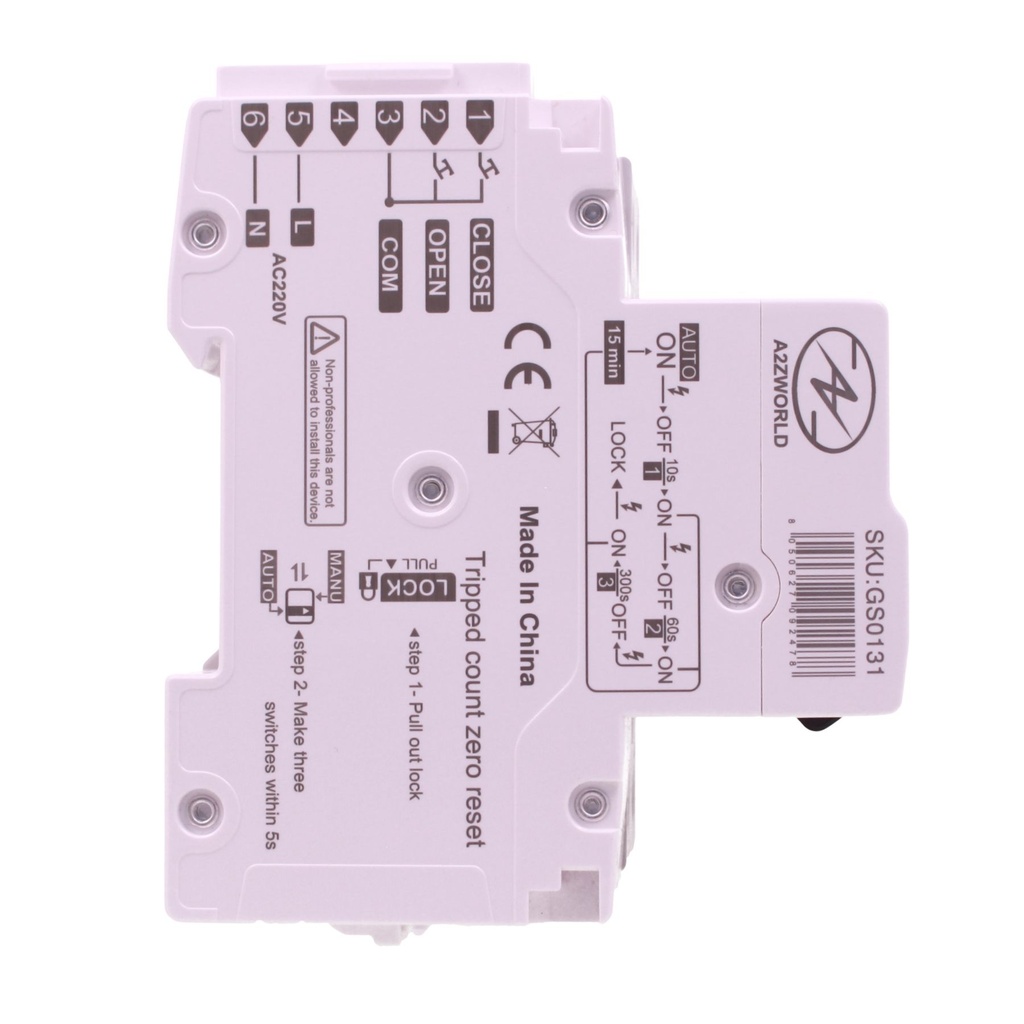 RCBO Interruttore Magnetotermico Differenziale Tipo F Con Riarmo Automatico, Curva C 1P+N 2M 6000A 30mA AC 230V IP20 Corrente Disponibili 6A 10A 16A 20A 25A 32A 40A 50A 63A - GB92310RA