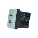 ETTROIT Modulo Presa Caricatore USB 5V 2,1A 2 Porte USB-A Colore GRIGIO Compatibile Con Bticino Living International