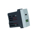 ETTROIT Modulo Presa Caricatore USB 2 Porte 3,1A USB-A + USB Type C Colore GRIGIO Compatibile Con Bticino Living International