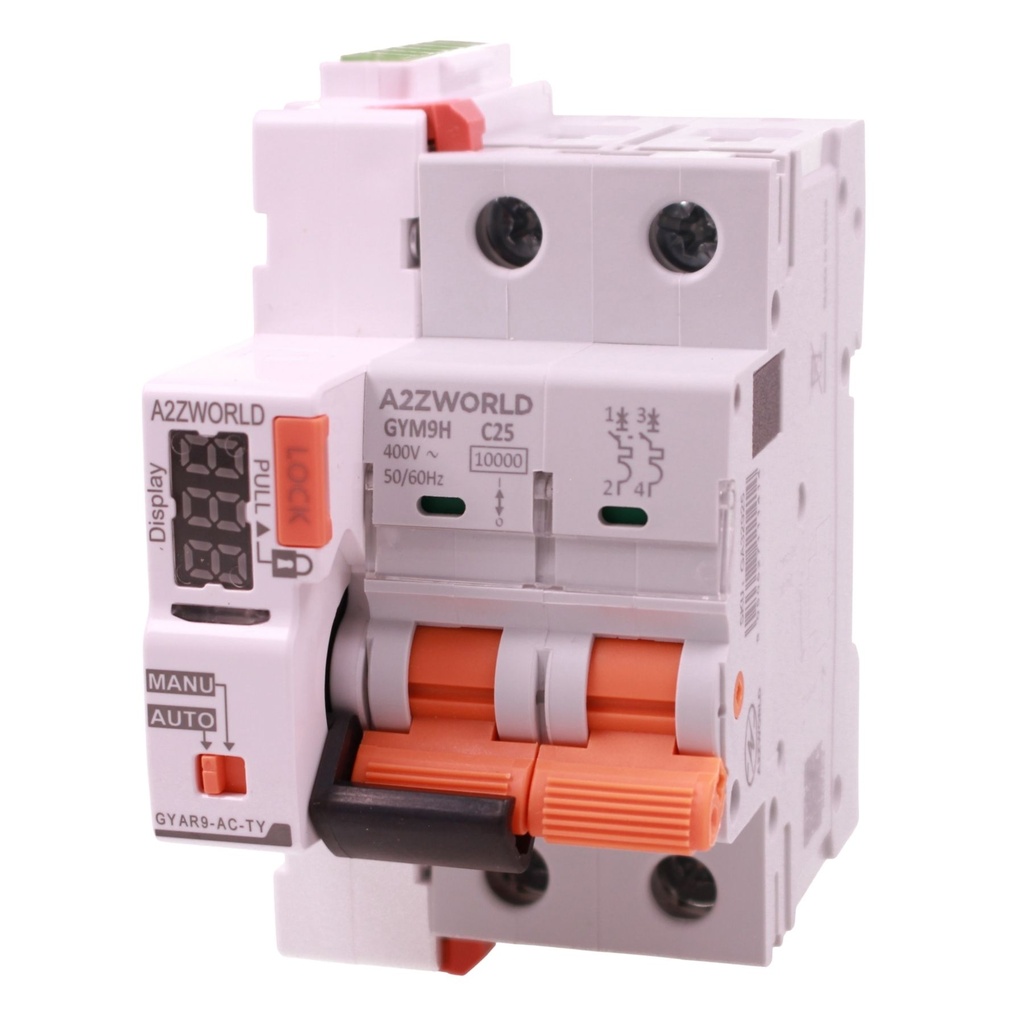 MCB Interruttore Magnetotermico WIFI Con Riarmo Automatico, Curva C 2P 2M 10kA AC 400V IP20 GYM9H, App Tuya, Disponibili 25A 32A 40A 63A - GA32925RW