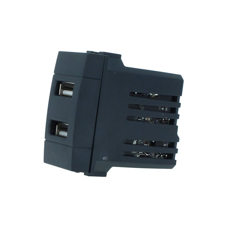 ETTROIT Modulo Presa Caricatore USB 5V 2,1A 2 Porte USB-A Colore Nero Compatibile Con Bticino Living International