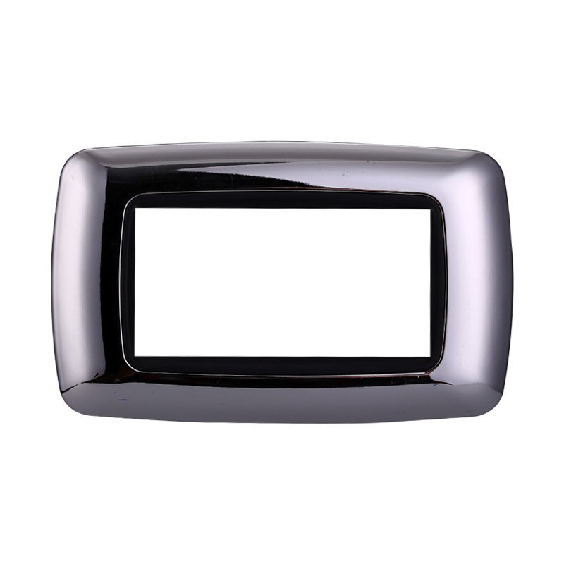 ETTROIT Placca Plastica Bombata Serie Space 4P Colore Cromato Lucido Compatibile Con Bticino Living Light