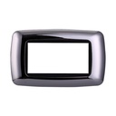ETTROIT Placca Plastica Bombata Serie Space 4P Colore Cromato Lucido Compatibile Con Bticino Living Light