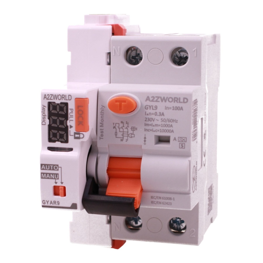 RCCB Interruttore Differenziale Selettivo Tipo S Classe A Con Riarmo Automatico, 300mA/0.3A 1P+N 2M 10kA AC 230V IP20, GYL9, Corrente Disponibili 25A 40A 63A 100A - GC82399RA