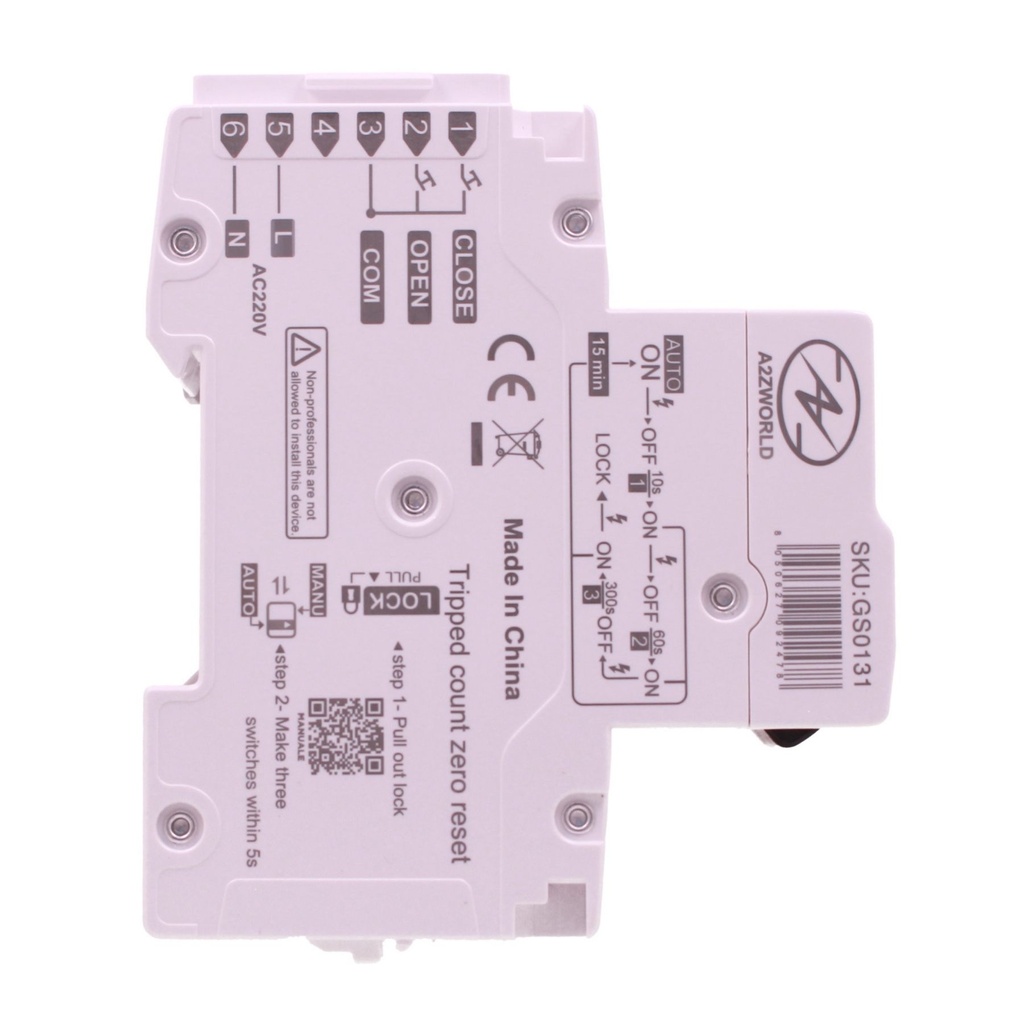 RCCB Interruttore Differenziale Selettivo Tipo S Classe A Con Riarmo Automatico, 300mA/0.3A 1P+N 2M 10kA AC 230V IP20, GYL9, Corrente Disponibili 25A 40A 63A 100A - GC82399RA