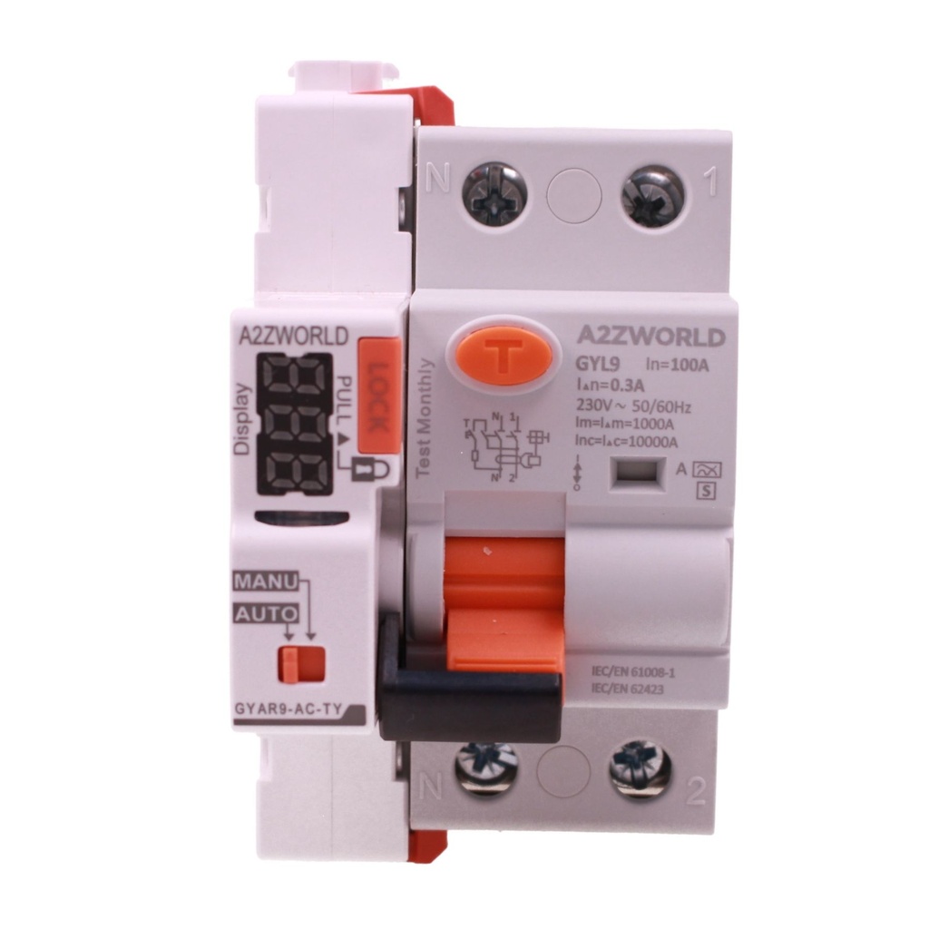 RCCB Interruttore Differenziale Selettivo Tipo S Classe A WIFI Riarmabile, 300mA/0.3A 1P+N 2M 10kA AC 230V IP20, GYL9, Corrente Disponibili 25A 40A 63A 100A - GC82399RW