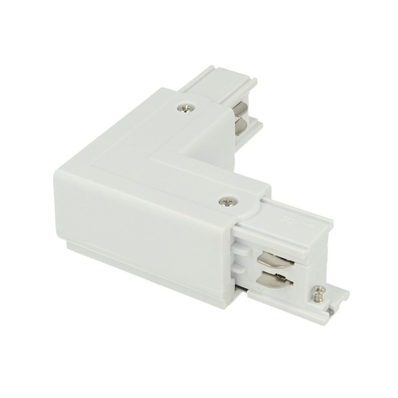 Connettore Giunto Forma L Sinistro Colore Bianco Per Barra Sistema Binario Trifase CB40103