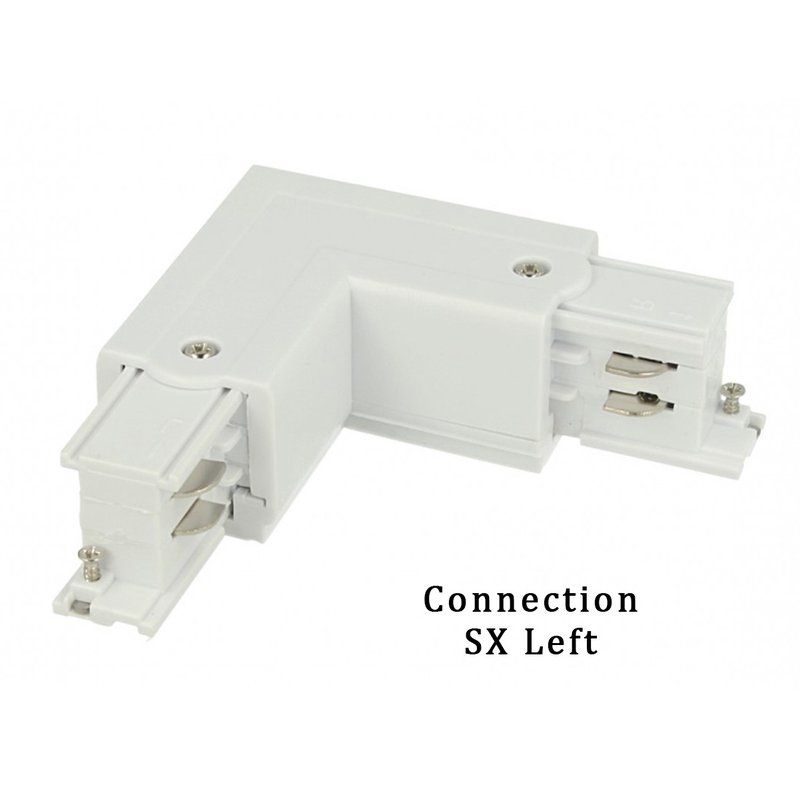 Connettore Giunto Forma L Sinistro Colore Bianco Per Barra Sistema Binario Trifase CB40103