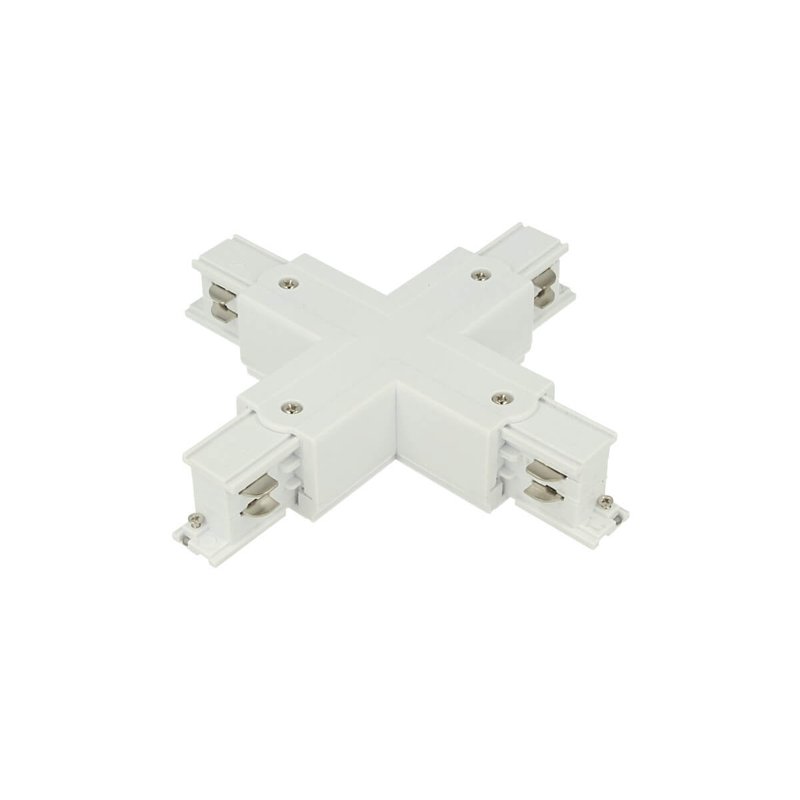 Connettore Giunto Forma X Colore Bianco Per Barra Sistema Binario Trifase CB40103