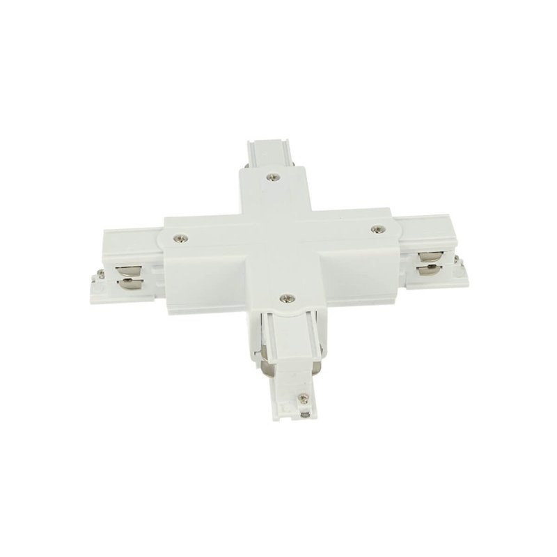 Connettore Giunto Forma X Colore Bianco Per Barra Sistema Binario Trifase CB40103