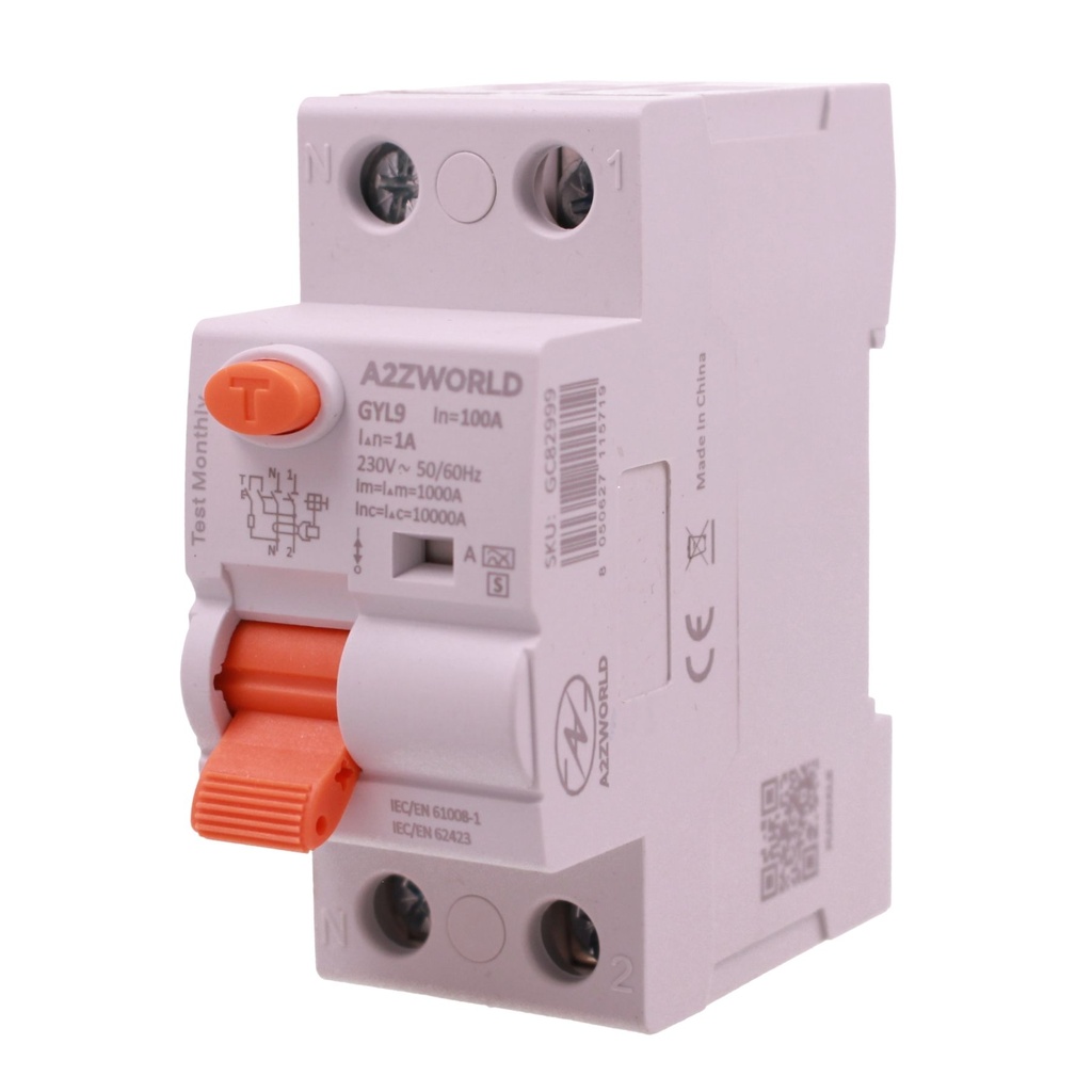 RCCB Interruttore Differenziale Selettivo Tipo S Classe A 1000mA/1A 1P+N 2M 10kA AC 230V IP20, GYL9, Corrente Disponibili 63A 100A - GC82999