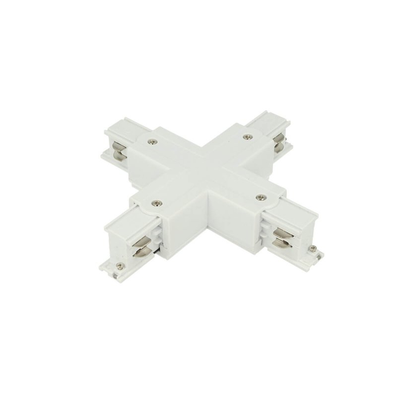 Connettore Giunto Forma X Colore Bianco Per Barra Sistema Binario Trifase CB40103