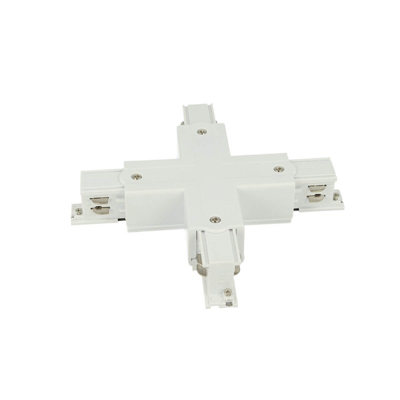Connettore Giunto Forma X Colore Bianco Per Barra Sistema Binario Trifase CB40103