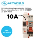 A2ZWORLD MCB Interruttore Magnetotermico Connesso WiFi Con Riarmo Automatico, Curva C 1P+N 2M 6000A AC 230V PN8H, Corrente Disponibile 6A 10A 16A 20A 25A 32A - GA37410RW