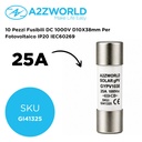 10 Pezzi Fusibili DC 1000V D10X38mm Per Fotovoltaico IP20 IEC60269, Disponibili 15A 20A 25A 30A - GI41325
